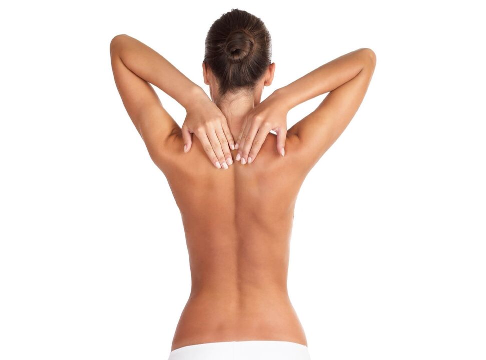 A girl with osteochondrosis of the cervical spine.