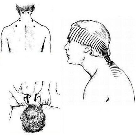 Muscle pain in the neck and massage to relieve pain. 